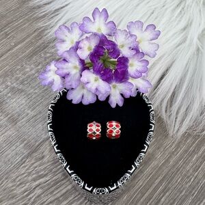 🌺 BRIGHTON Two Mini Red Enamel Ring of Flower Bead Spacers